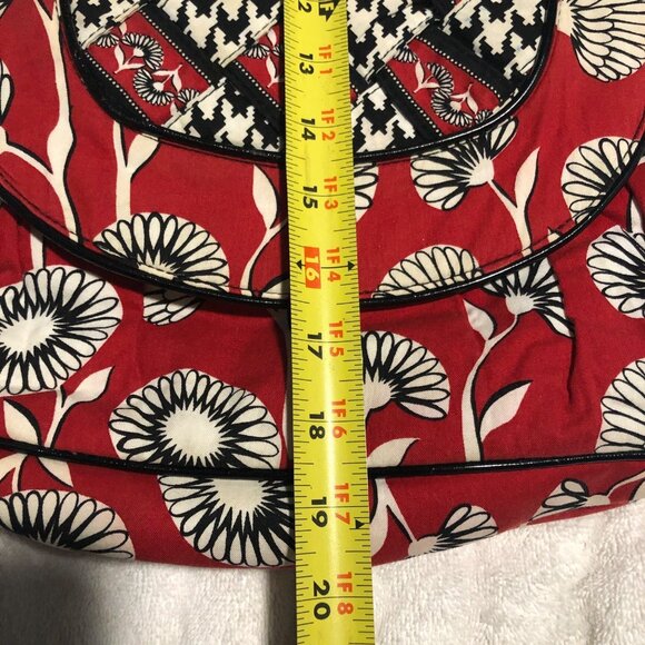 Vero Bradley Deco Daisy Red Black Houndstooth Design Inside Shoulder bag Retired - Picture 3 of 6